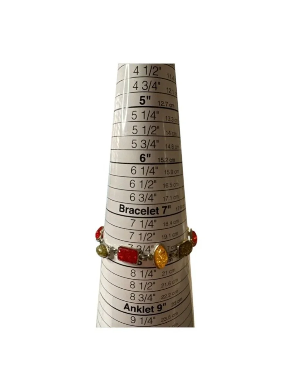 Multicolor Amber Stone & Sterling Silver Link Bracelet 7.5 Inches Lobster Clasp